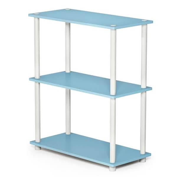 Furinno Furinno 10024LBL-WH Turn-N-Tube 3-Tier Compact Multipurpose Shelf Display Rack - Light Blue & White 10024LBL/WH - main